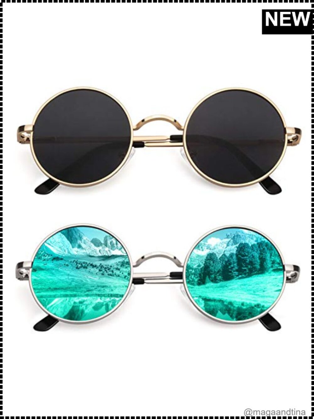 Polarized Round Metal Sunglasses Retro Full Frame UV400 Unisex Small